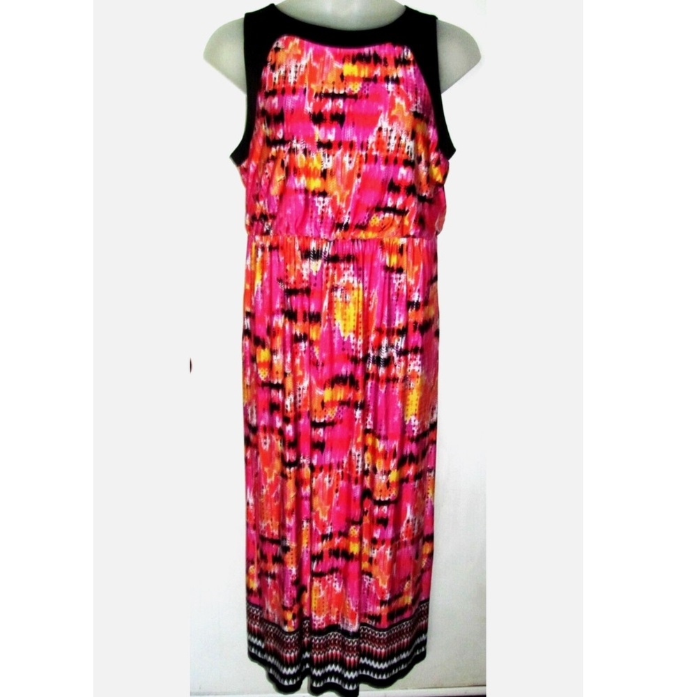 RUBY RD WOMAN Stretch Knit Maxi Vibrant Multicolor Sleeveless Dress size S - Picture 1 of 6